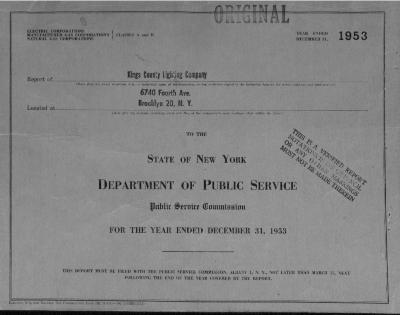 Public utilities annual report of Kings County Lighting Company, 1953