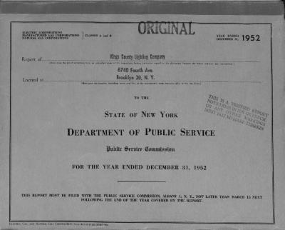 Public utilities annual report of Kings County Lighting Company, 1952