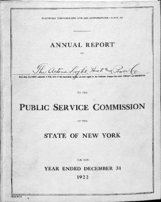 Public utilities annual report of The Astoria Light, Heat and Power Company, 1922