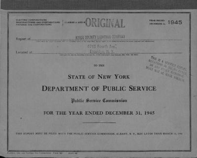 Public utilities annual report of Kings County Lighting Company, 1945
