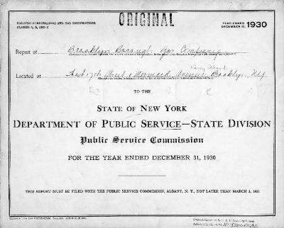 Public utilities annual report of Brooklyn Borough Gas Company, 1930