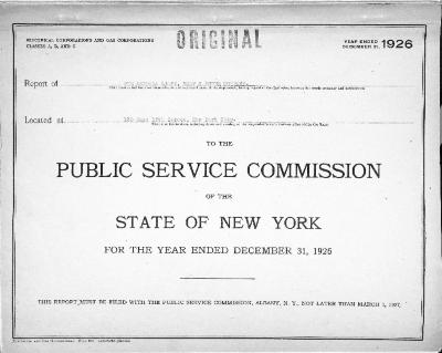 Public utilities annual report of The Astoria Light, Heat and Power Company, 1926