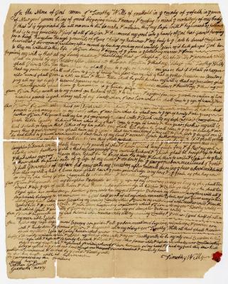 Probated will of Timothy Wells, 1782