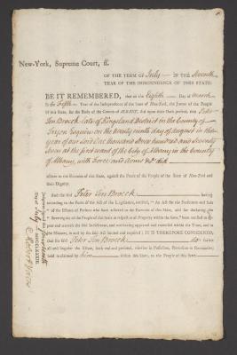 Judgment against Peter Ten Broeck as an enemy of the state