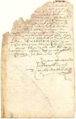 Power of attorney from Abraham Grevenraedt to Gysbert Opdyck to receive tobacco from Dirck Corssen Stam