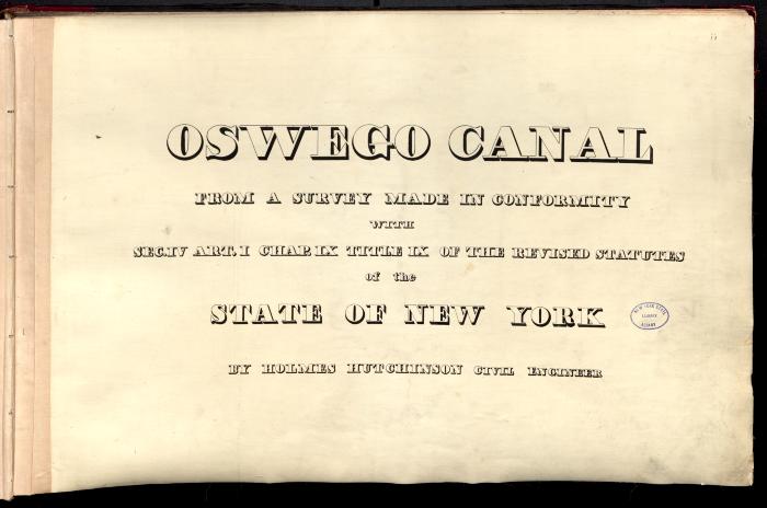 Oswego Canal Survey, Volume 27 Title Page