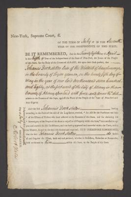 Judgment against Johannis Docksteller as an enemy of the state