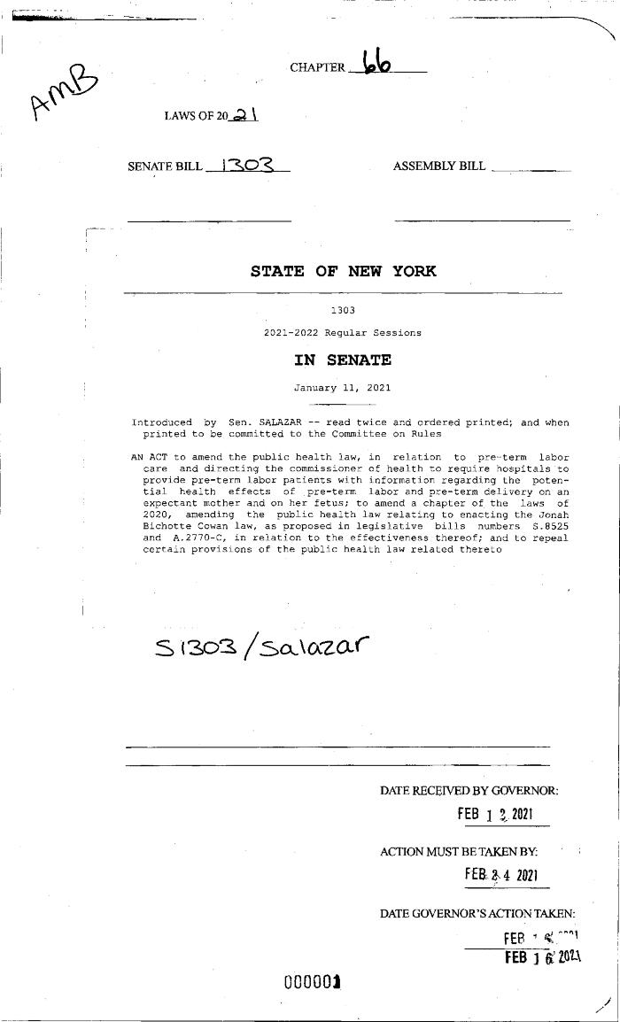 NYS Bill and Veto Jackets: 2021, Chapter 66