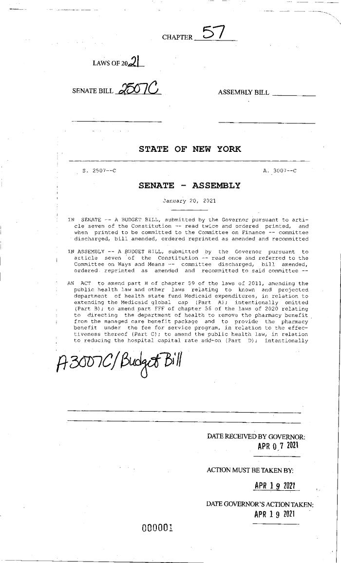 NYS Bill and Veto Jackets: 2021, Chapter 57