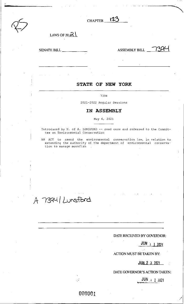 NYS Bill and Veto Jackets: 2021, Chapter 123