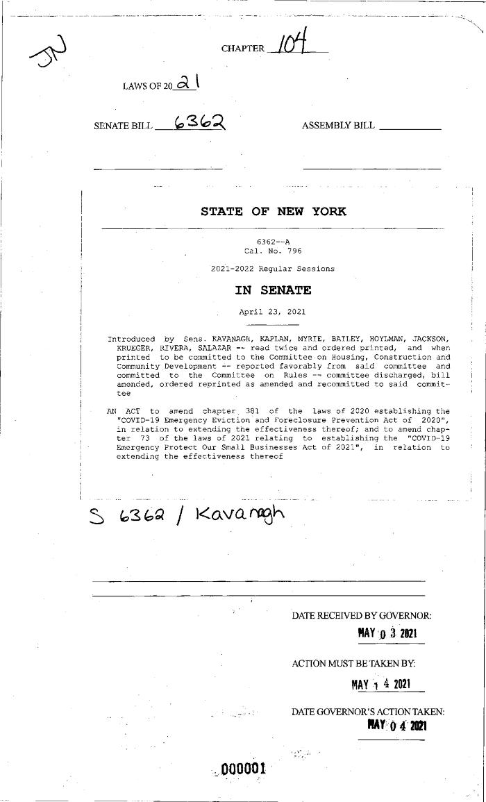 NYS Bill and Veto Jackets: 2021, Chapter 104