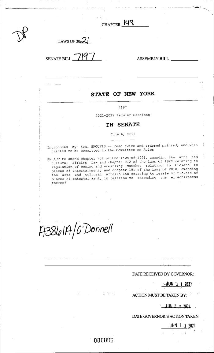 NYS Bill and Veto Jackets: 2021, Chapter 148