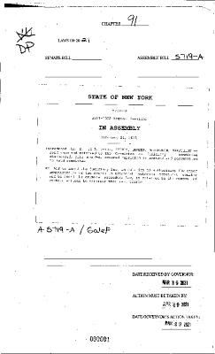 NYS Bill and Veto Jackets: 2021, Chapter 91