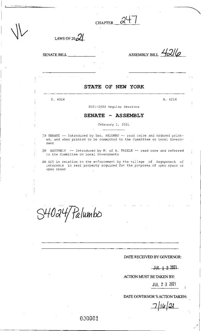 NYS Bill and Veto Jackets: 2021, Chapter 247