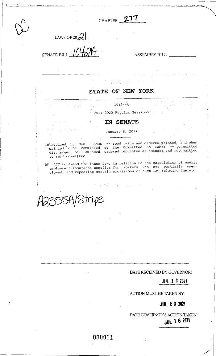 NYS Bill and Veto Jackets: 2021, Chapter 277
