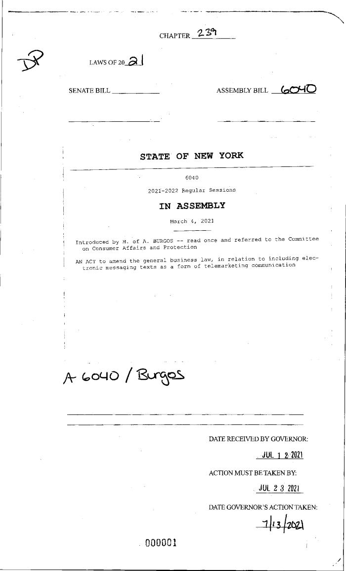 NYS Bill and Veto Jackets: 2021, Chapter 239