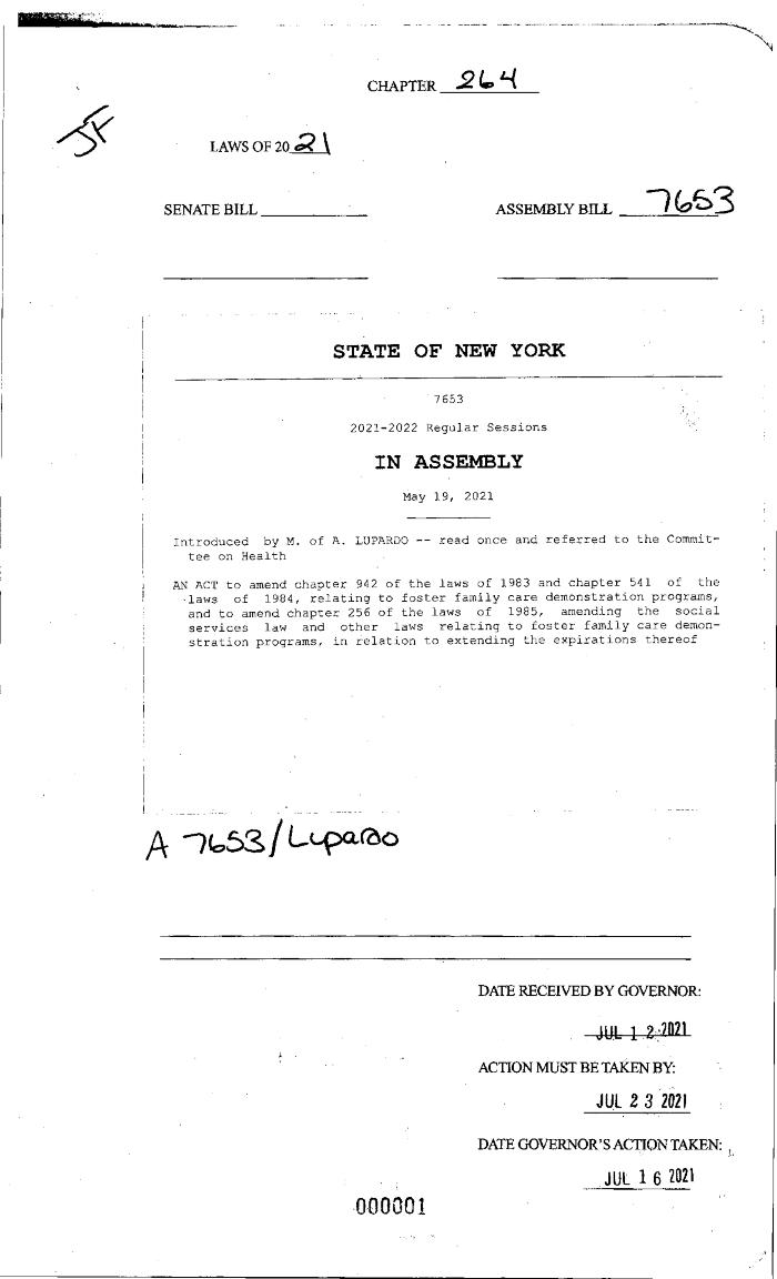 NYS Bill and Veto Jackets: 2021, Chapter 264