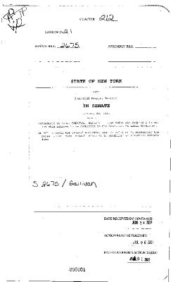 NYS Bill and Veto Jackets: 2021, Chapter 212