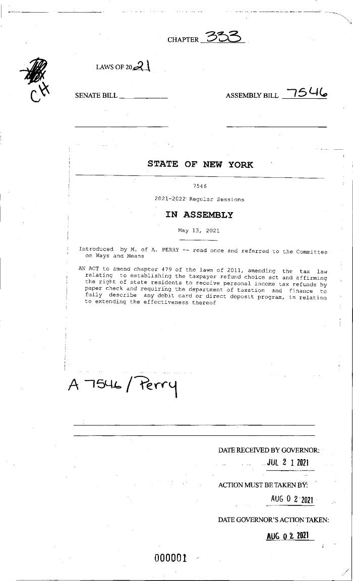NYS Bill and Veto Jackets: 2021, Chapter 333