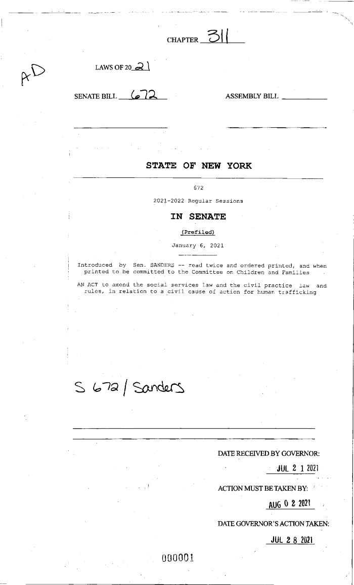 NYS Bill and Veto Jackets: 2021, Chapter 311