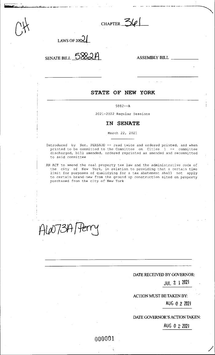 NYS Bill and Veto Jackets: 2021, Chapter 361