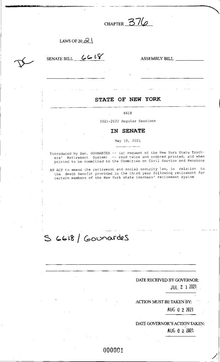 NYS Bill and Veto Jackets: 2021, Chapter 376