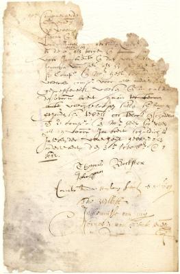 Bond of Thomas Baxter and John Oyen as sureties for John Brant