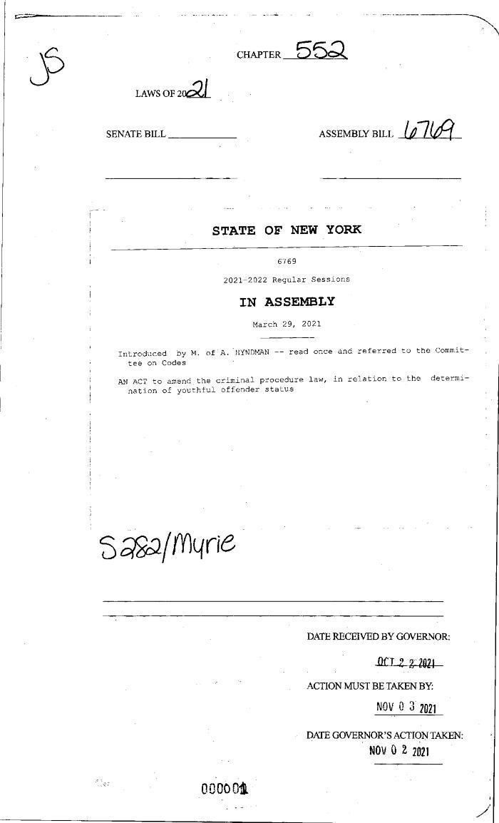 NYS Bill and Veto Jackets: 2021, Chapter 552