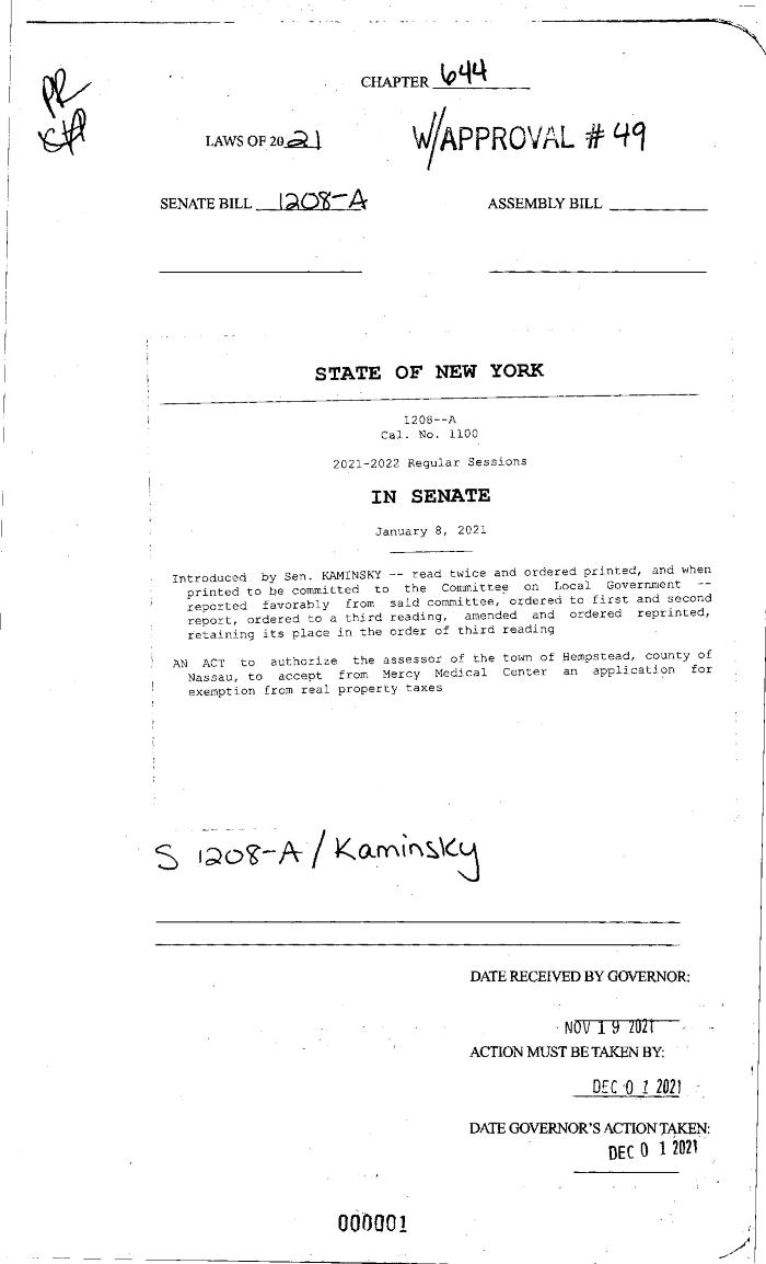 NYS Bill and Veto Jackets: 2021, Chapter 644