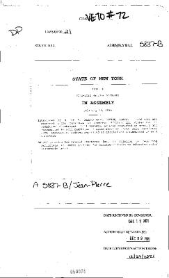 NYS Bill and Veto Jackets: 2021, Veto 72