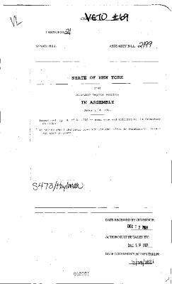 NYS Bill and Veto Jackets: 2021, Veto 69