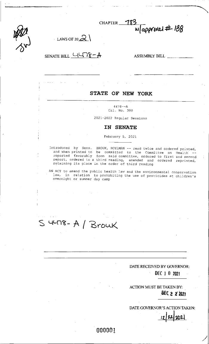 NYS Bill and Veto Jackets: 2021, Chapter 783