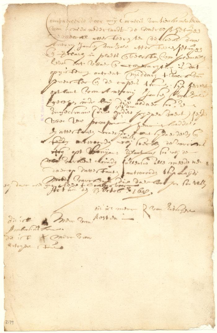 Deposition of Richard Aesten and others as to pumpkins stolen on the land of Anthony Jansen from Salee by the crews of the Sevenster and the privateer La Garce