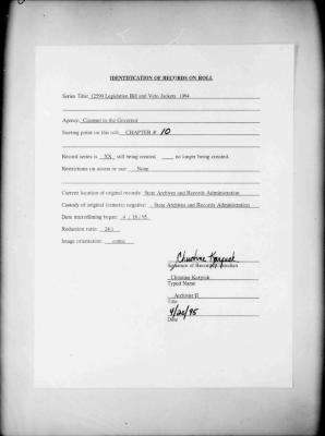 NYS Bill and Veto Jackets: 1994, Chapter 10