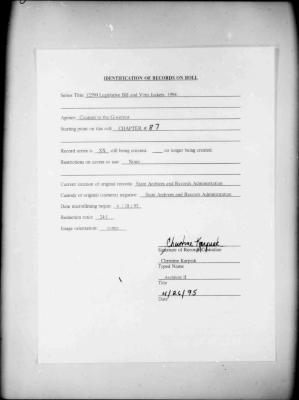NYS Bill and Veto Jackets: 1994, Chapter 87
