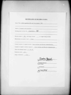 NYS Bill and Veto Jackets: 1994, Chapter 74