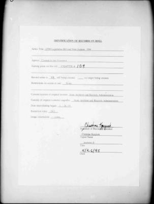 NYS Bill and Veto Jackets: 1994, Chapter 109
