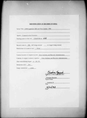 NYS Bill and Veto Jackets: 1994, Chapter 44