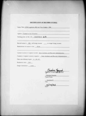 NYS Bill and Veto Jackets: 1994, Chapter 23