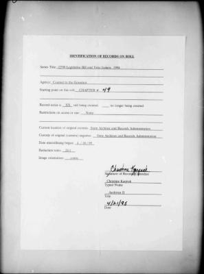 NYS Bill and Veto Jackets: 1994, Chapter 49