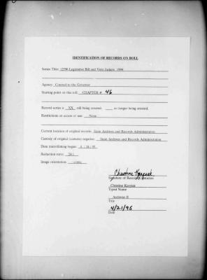 NYS Bill and Veto Jackets: 1994, Chapter 46