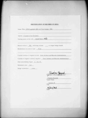 NYS Bill and Veto Jackets: 1994, Chapter 43