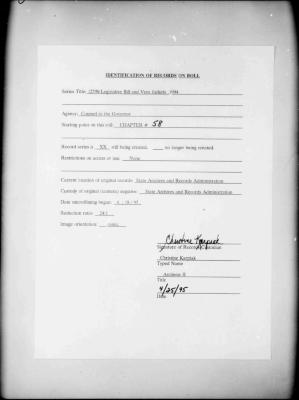 NYS Bill and Veto Jackets: 1994, Chapter 58