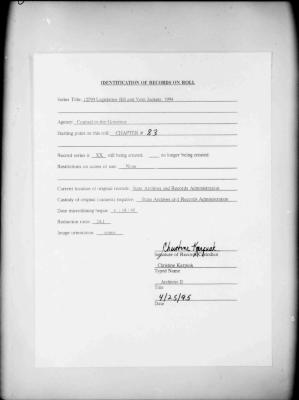 NYS Bill and Veto Jackets: 1994, Chapter 83