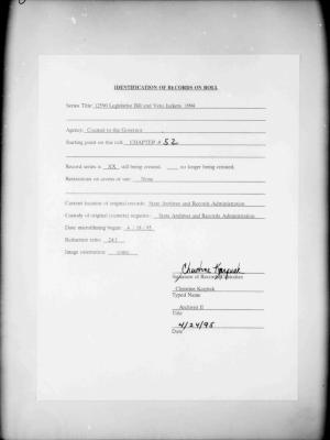 NYS Bill and Veto Jackets: 1994, Chapter 52