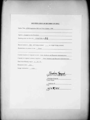 NYS Bill and Veto Jackets: 1994, Chapter 56