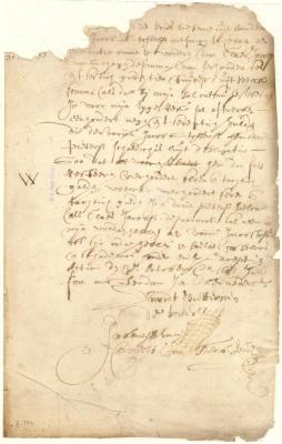 Receipt of David Pietersen de Vries for a power of attorney from Jacob Stoffelsen to collect money in Holland in payment of a note