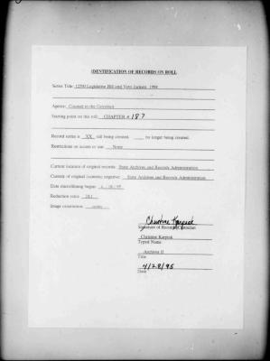 NYS Bill and Veto Jackets: 1994, Chapter 187