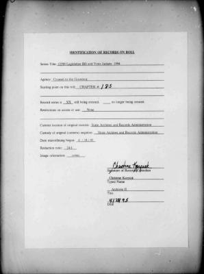 NYS Bill and Veto Jackets: 1994, Chapter 185