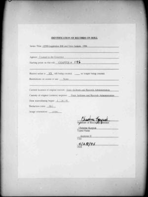 NYS Bill and Veto Jackets: 1994, Chapter 186